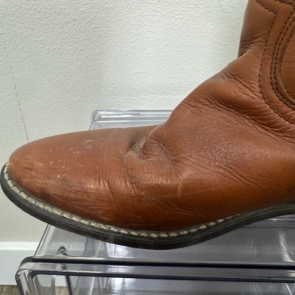 Vintage ACME Circle A Cowboy Boots Brown Leather Men\'s 8 Made USA main image 4